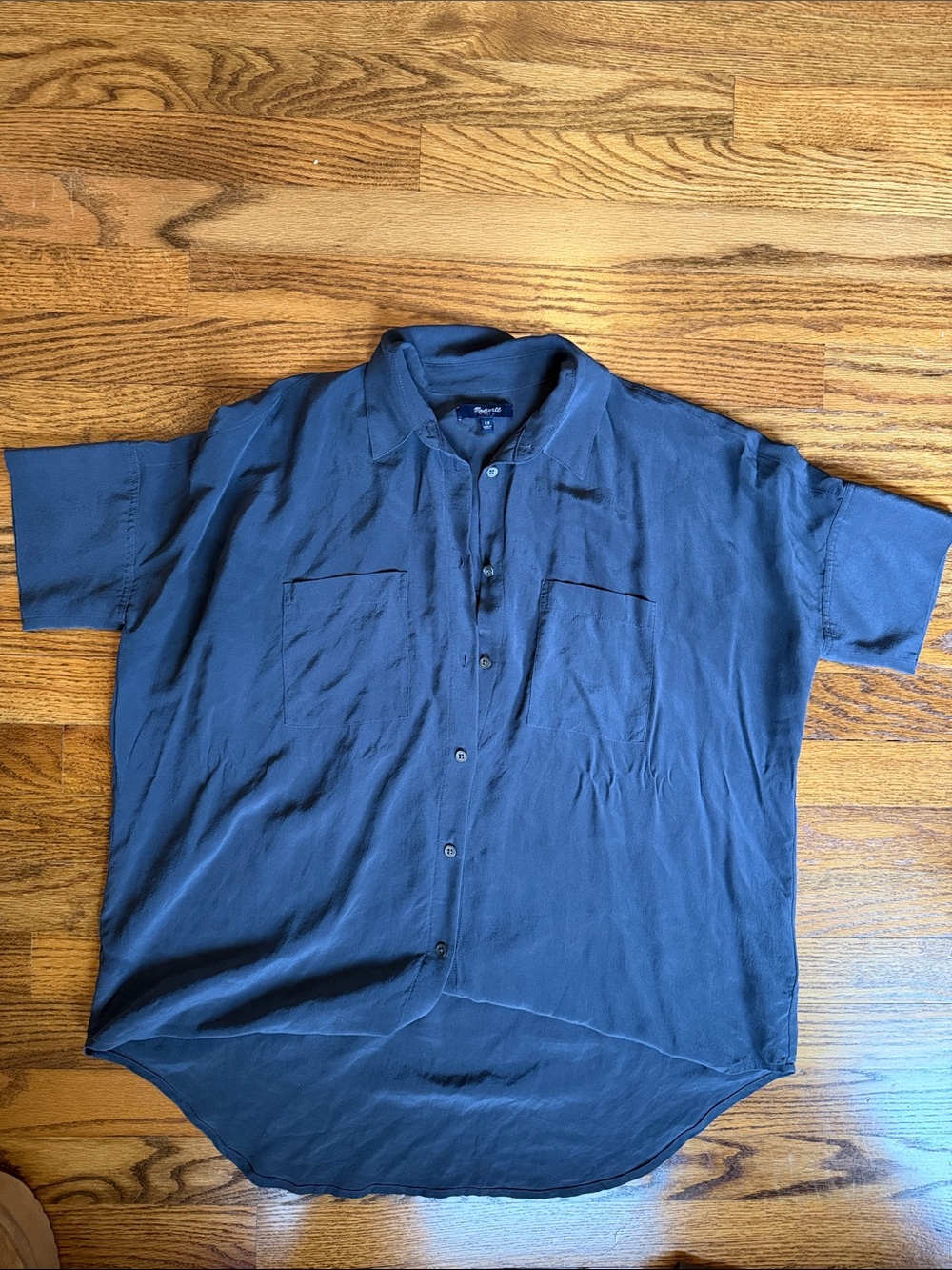 Madewell 100% silk courier shirt, gray